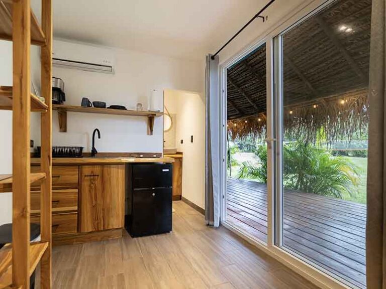 Studio Kitchenette with garden views